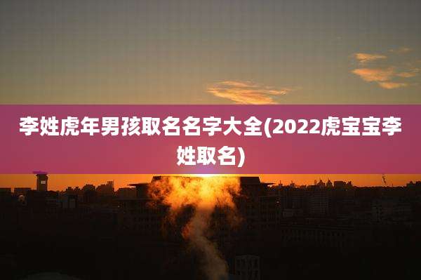 李姓虎年男孩取名名字大全(2022虎宝宝李姓取名)