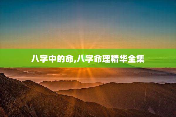 八字中的命,八字命理精华全集