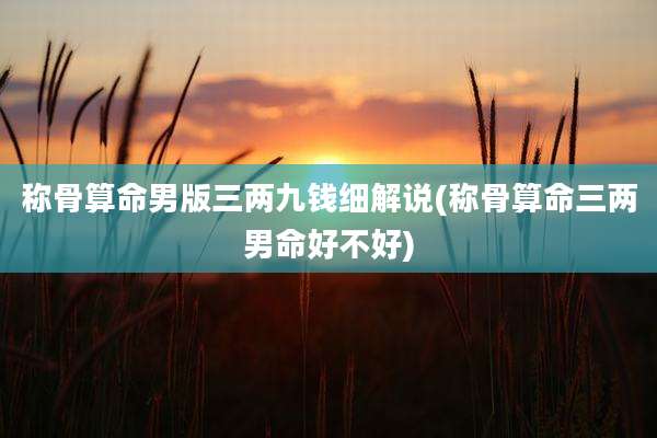 称骨算命男版三两九钱细解说(称骨算命三两男命好不好)