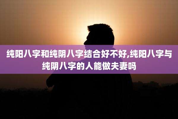 纯阳八字和纯阴八字结合好不好,纯阳八字与纯阴八字的人能做夫妻吗