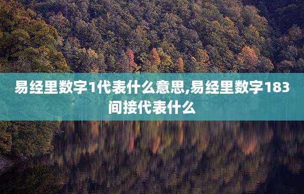 易经里数字1代表什么意思,易经里数字183间接代表什么