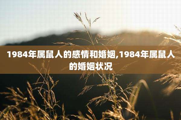 1984年属鼠人的感情和婚姻,1984年属鼠人的婚姻状况