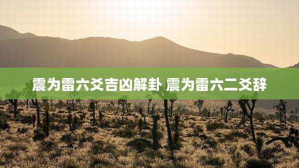 震为雷六爻吉凶解卦 震为雷六二爻辞