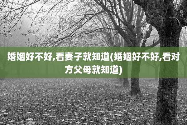婚姻好不好,看妻子就知道(婚姻好不好,看对方父母就知道)