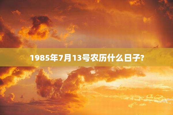 1985年7月13号农历什么日子?