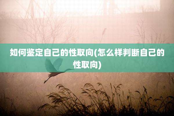 如何鉴定自己的性取向(怎么样判断自己的性取向)