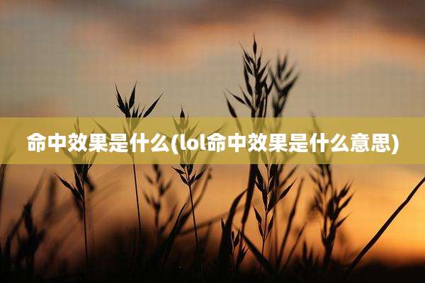 命中效果是什么(lol命中效果是什么意思)