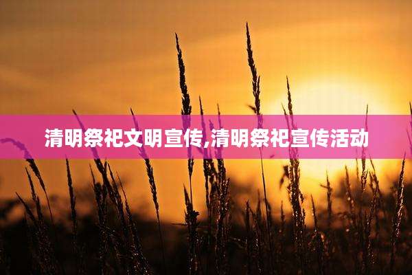 清明祭祀文明宣传,清明祭祀宣传活动
