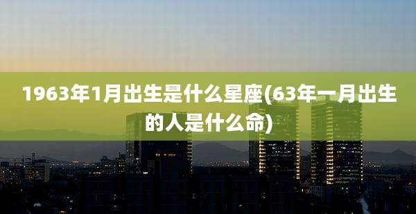 1963年1月出生是什么星座(63年一月出生的人是什么命)