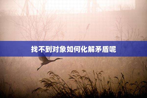 找不到对象如何化解矛盾呢