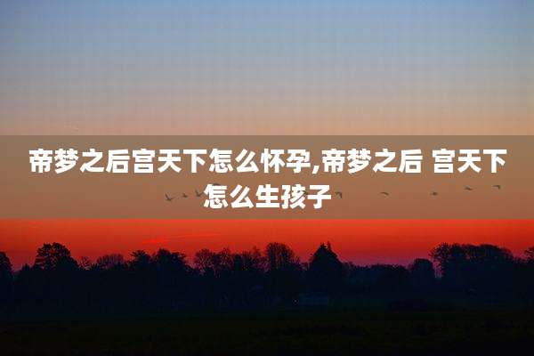 帝梦之后宫天下怎么怀孕,帝梦之后 宫天下怎么生孩子