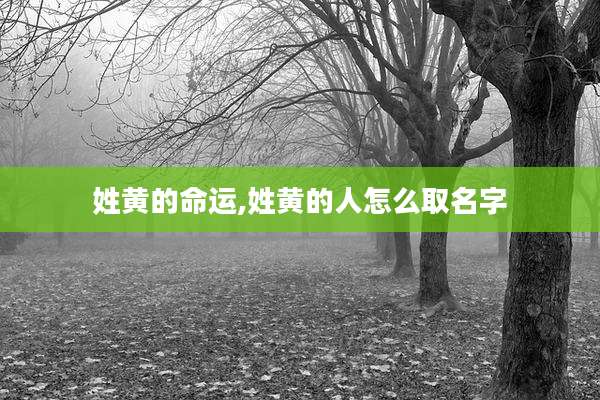 姓黄的命运,姓黄的人怎么取名字