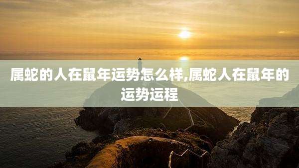 属蛇的人在鼠年运势怎么样,属蛇人在鼠年的运势运程