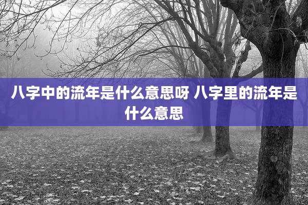 八字中的流年是什么意思呀 八字里的流年是什么意思