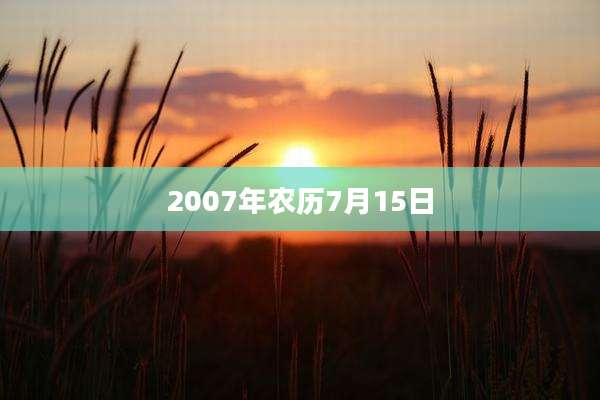 2007年农历7月15日