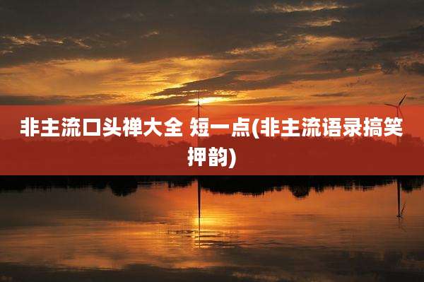 非主流口头禅大全 短一点(非主流语录搞笑押韵)