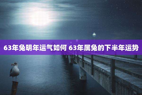 63年兔明年运气如何 63年属兔的下半年运势