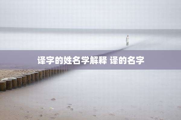 译字的姓名学解释 译的名字