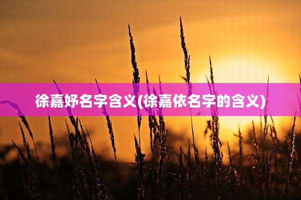 徐嘉妤名字含义(徐嘉依名字的含义)