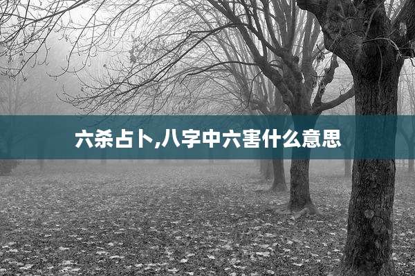 六杀占卜,八字中六害什么意思