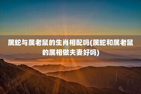 属蛇与属老鼠的生肖相配吗(属蛇和属老鼠的属相做夫妻好吗)