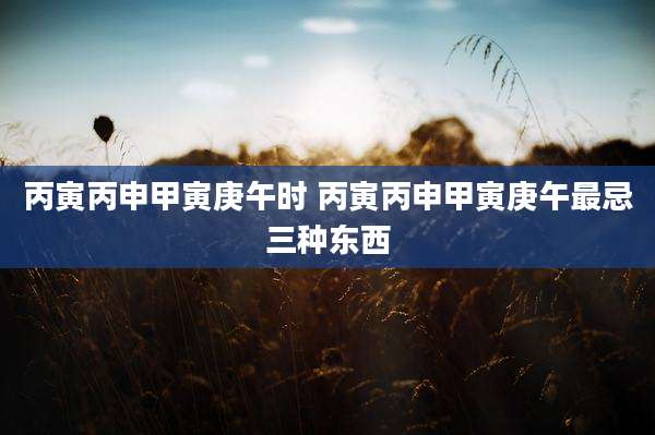 丙寅丙申甲寅庚午时 丙寅丙申甲寅庚午最忌三种东西