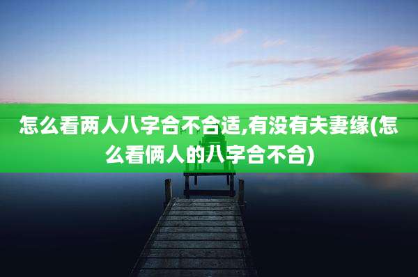 怎么看两人八字合不合适,有没有夫妻缘(怎么看俩人的八字合不合)