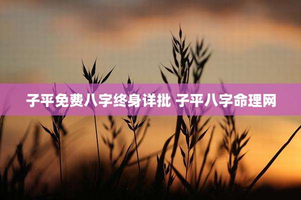 子平免费八字终身详批 子平八字命理网