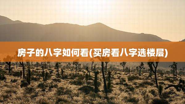 房子的八字如何看(买房看八字选楼层)