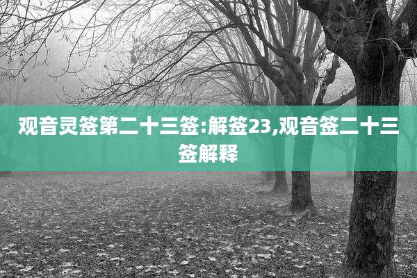 观音灵签第二十三签:解签23,观音签二十三签解释