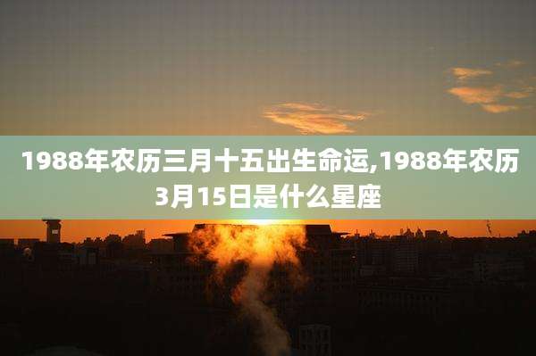 1988年农历三月十五出生命运,1988年农历3月15日是什么星座