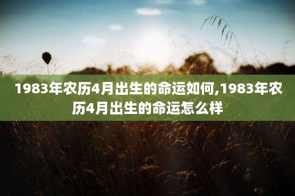 1983年农历4月出生的命运如何,1983年农历4月出生的命运怎么样