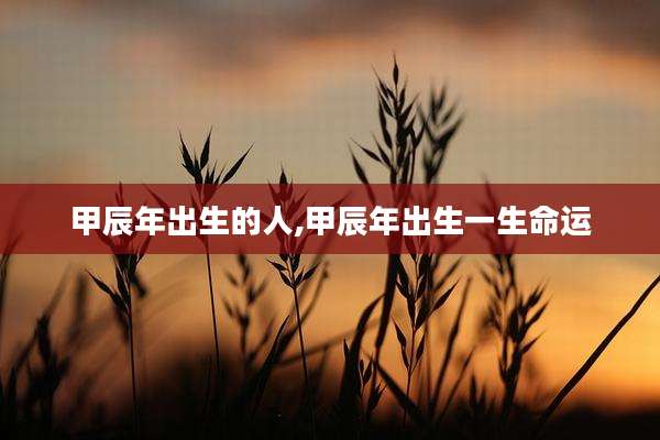 甲辰年出生的人,甲辰年出生一生命运