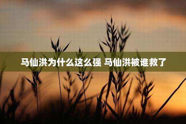 马仙洪为什么这么强 马仙洪被谁救了