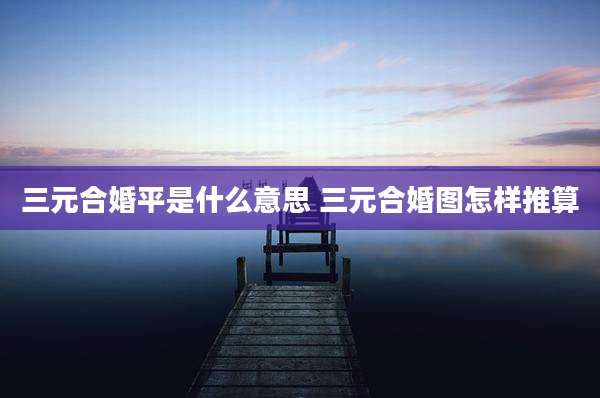 三元合婚平是什么意思 三元合婚图怎样推算