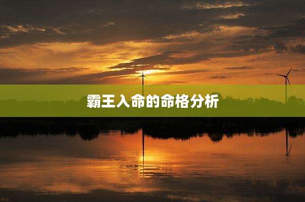 霸王入命的命格分析