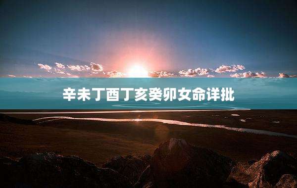 辛未丁酉丁亥癸卯女命详批