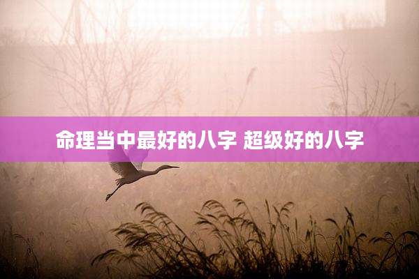 命理当中最好的八字 超级好的八字