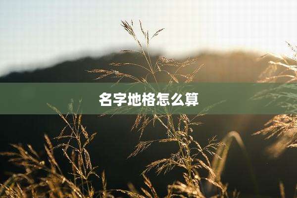 名字地格怎么算