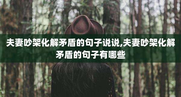夫妻吵架化解矛盾的句子说说,夫妻吵架化解矛盾的句子有哪些
