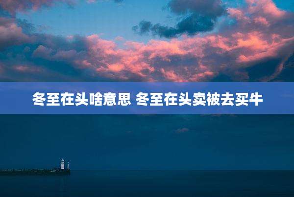 冬至在头啥意思 冬至在头卖被去买牛