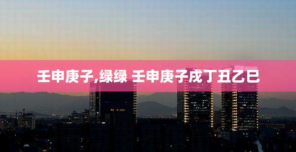 壬申庚子,绿绿 壬申庚子戌丁丑乙巳