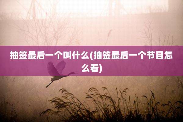 抽签最后一个叫什么(抽签最后一个节目怎么看)