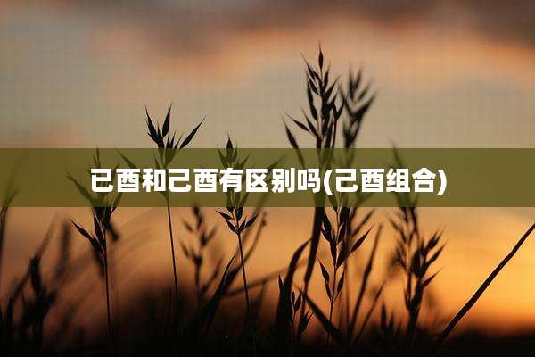 已酉和己酉有区别吗(己酉组合)