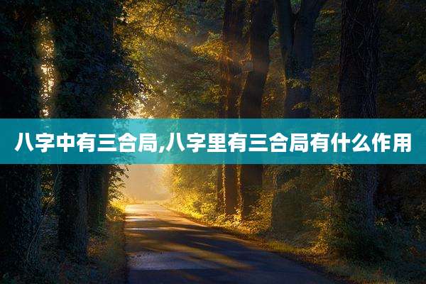 八字中有三合局,八字里有三合局有什么作用