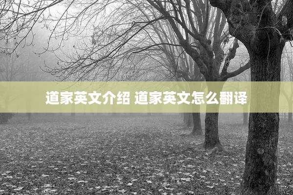 道家英文介绍 道家英文怎么翻译