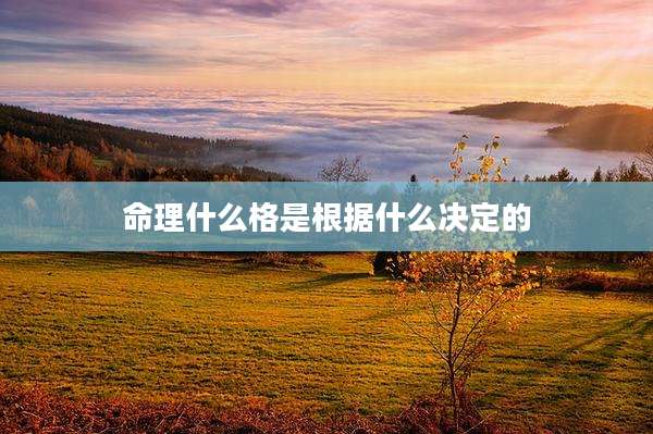 命理什么格是根据什么决定的