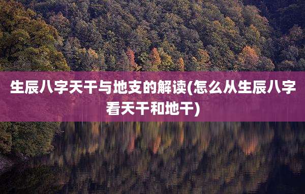 生辰八字天干与地支的解读(怎么从生辰八字看天干和地干)