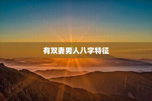 有双妻男人八字特征