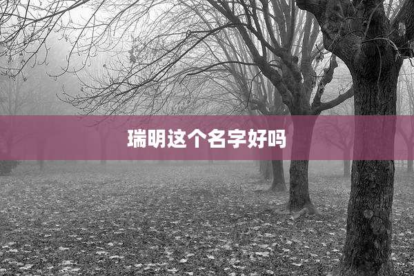 瑞明这个名字好吗